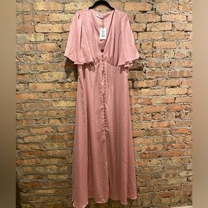 Pink Showpo Flutter sleeve maxi dress size 16